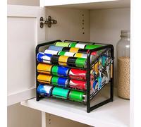 Can Organiser With 6 Hooks, Holds 36 Cans For Pantry Cabinet Countertop