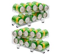 Can Organizer - Fridge Can Organizer | 2x Soda Storage, Adjustable Width Basket Transparent Rolling Multipurpose 2 Tier Beverage Panettes Portable Stackable For R Bar