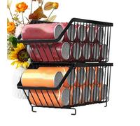 Can Rack Organizer for Pantry - Can Storage Rack Canned Goods Organizer, 2X Iron Stackable Dispenser, Heavy Duty Stand for Kitchen Cabinet, Shelf, Counter