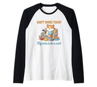 Can’t Work Today Lazy Cat with Cast and Couch Vibes Raglan Baseball Tee