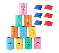 Can Throwing Knockout Game Set, With Colorful And Funny Faces, 10.2x7cm, Tin Can Alley Game, Smile Knock Down Tin Cans, Lightweight, Reusable, For Kids & Children