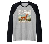 Can We Go Hunting Now Please Brittany Spaniel Raglan Baseball Tee