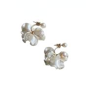 Can wear Bohemian pearl flower earrings twice, women's white flower earrings, wedding, women's jewelry gifts