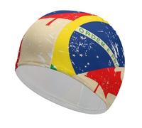 Canada And Brazil Retro Flag Large Swimming Cap Unisex Waterproof Bathing Caps Elastic Swim Hat for Women Men