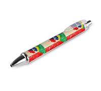 Canada And Brazil Retro Flag Retractable Ballpoint Pen Black Ink 0.5mm Fine Point Pens Office Supplies for Teacher1 PCS AS PIC 1