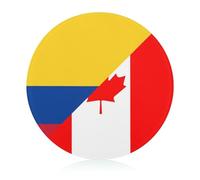 Canada and Columbia Flag Funny Tempered Glass Cutting Board Portable Round Chopping Block Easy to Clean 7.9" for Kitchen Travel