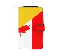 Canada and Columbia Flag Leather Men's Multifunctional Wallet with Card Slots Large Capacity Coin Purse Travel Zipper Wallets