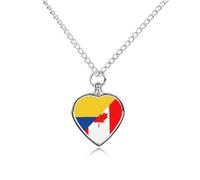Canada And Columbia Flag Pet Urns Necklace Jewelry Printed Heart Pendant Cremation Ashes Necklaces Keepsake with Funnel Kit