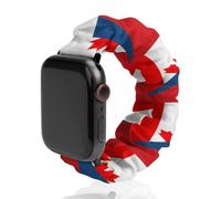 Canada And Czech Flag Fashion Scrunchie Watch Strap Compatible with IWatch Series 1 2 3 4 5 6 Elastic Replacement Band