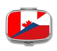 Canada and Czech Flag Funny Square Pill Organizer Travel Pharmacy Box Portable Medicine Case with 2 Compartments
