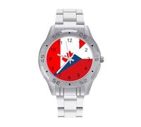 Canada and Czech Flag Men's Business Watch with Stainless Strap Fashion Easy Reader Wristwatch Gifts for Men