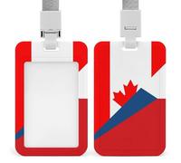Canada and Czech Flag Push-Pull ID Badge Holder Vertical Clear Holders with Lanyard Key Card Work Clip for Office Men Women
