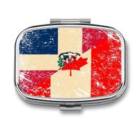 Canada and Dominican Flag Funny Square Pill Organizer Travel Pharmacy Box Portable Medicine Case with 2 Compartments