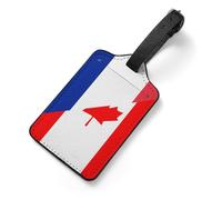 Canada and France Flag PU Luggage Tag with Name ID Card for Suitcase Bag Labels Travel Essentials
