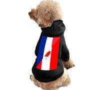 Canada And France Flag Warm Dog Hooded Sweatshirt with Hat Soft Pet Pullover Clothes for Small Medium Large Pets
