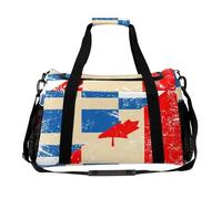 Canada and Greece Retro Flag Large Capacity Travel Duffel Bag Sport Weekender Overnight Backpack Lightweight Luggage Bags
