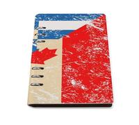 Canada And Greece Retro Flag Leather Refillable Notebook with 90 Sheets Travel A5 Notebooks Writing Journal Personal Planner