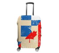 Canada and Greece Retro Flag Printed Luggage Cover Washable Suitcase Protector Fits 19-32 Inch Funny Travel Accessories