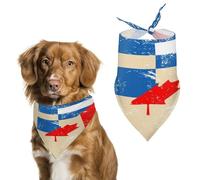 Canada And Greece Retro Flag Triangle Dog Bandana Adjustable Pet Bibs Summer Washable Scarf for Small Medium Large Pets