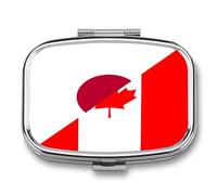 Canada and Japan Flag Funny Square Pill Organizer Travel Pharmacy Box Portable Medicine Case with 2 Compartments