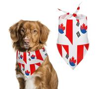 Canada And South Korea Flag Printed Dog Bandanas Adjustable Triangle Pet Scarf Washable Puppy Bibs Kerchief