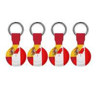 Canada And Spain Flag Compatible with AirTag Holder Anti-Scratch GPS Cases with Keychain Portable Accessory 4PCS