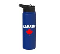 Canada Arched Collegiate Typography and Red Maple Leaf Stainless Steel Insulated Water Bottle