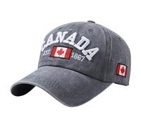 Canada Baseball Cap Canada Day Embroidered Maple Leaf Flag Adjustable Hat Baseball Cap Leather Light Gray
