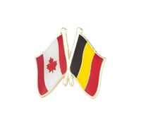 Canada & Belgium Friendship EU Flags Metal Enamel Pin Badge - National Lapel Brooch 2.4 x 1.9 cm - Diplomatic Gift and Cultural Unity Symbol