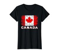 Canada Canadian Flag Maple Leaf Value Graphic T-Shirt, Women, Black, S