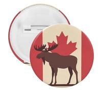 Canada Canadian Flag Moose Cute Tinplate Brooches for Women Men Button Pins Round Badge for Bag Hat