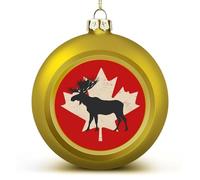 Canada Canadian Flag Moose Funny Christmas Ball Ornaments Plastic Hanging Xmas Tree Baubles 2.4 Inch Holiday Decor