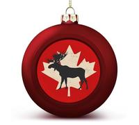 Canada Canadian Flag Moose Funny Christmas Ball Ornaments Plastic Hanging Xmas Tree Baubles 2.4 Inch Holiday Decor