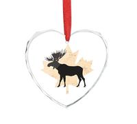 Canada Canadian Flag Moose Printed Hanging Ornament Glass Heart Christmas Pendants Decorative Xmas Tree