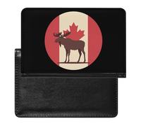 Canada Canadian Flag Moose Printed Passport Holder Cover Leather Passport Wallet Slim Card Case for Travel