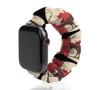 Canada Canadian Flag Moose Printed Scrunchie Watch Band Compatible with IWatch Soft Elastic Replacement Straps