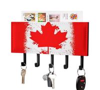Canada Canadian Flag Wall Mounted Key Holder with 5 Key Hooks Hanging Mail Organizer Rack for Entryway