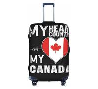 Canada Canadian Heart Flag Universal Stretch Suitcase Cover Carry On Luggage Sleeve Anti Scratch Travel Baggage Protector for Unisex Women Travel X-Large