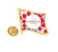 Canada Day 4th Of July EST 1867 Maple Golden Metal Flag Lapel Pin Badge