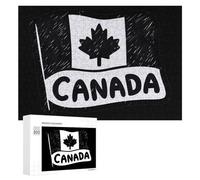 Canada Day Canadian Flag Maple Leaf Puzzles for Adults 300 PCS Wooden Jigsaw Puzzle Funny Puzzle for Home Wall Decor