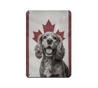 Canada Day Cocker Spaniel Retro Poster Metal Tin Sign Chic Art Retro Iron Painting Bar People Cave Cafe Family Garage Poster Wall Decoration 8x12inch(20x30cm)