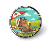 Canada Day Funny Beaver1 Round Brooch Pin Lapel Pins Tie Suit Dress Accessories Wedding Birthday for Men Women