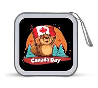 Canada Day Groundhog CD Case 40 Capacity Plastic DVD Storage Box Sleeves Zippered Wallet