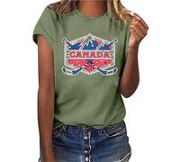 Canada Day Shirts for Women Graphic T Shirt Canada Flag Canadian Maple Leaf Short Sleeve Patriotic T-Shirts Black Turtleneck, Green, Large