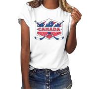 Canada Day Shirts for Women Graphic T Shirt Canada Flag Canadian Maple Leaf Short Sleeve Patriotic T-Shirts Black Turtleneck, White, XL