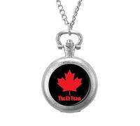 Canada Eh Team Maple Vintage Pocket Watch with Chain Arabic Numerals Scale Quartz Pocket Watches Gifts for Men Women