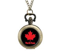 Canada Eh Team Maple Vintage Pocket Watch with Chain Arabic Numerals Scale Quartz Pocket Watches Gifts for Men Women
