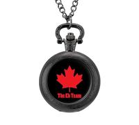 Canada Eh Team Maple Vintage Pocket Watch with Chain Arabic Numerals Scale Quartz Pocket Watches Gifts for Men Women