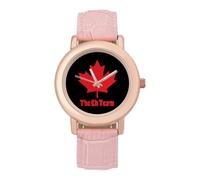 Canada Eh Team Maple Women's Wrist Watch Fashion Wristwatches with Pink Strap Gifts for Women Mother Wife Birthday