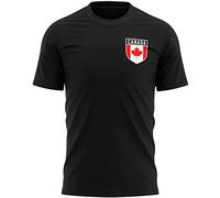 Canada Flag Badge Mens T Shirt, Canada Football Shirt, Gifts for Canadian Sports Fan, Commonwealth Competition Supporters Top, S, Black